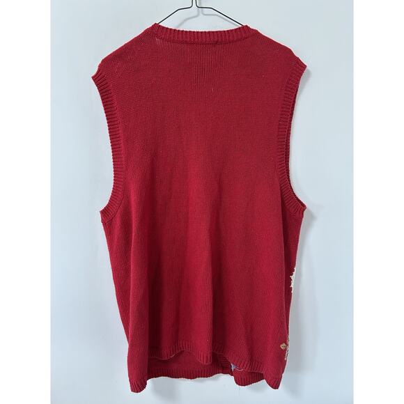Heirloom Collectibles Valentine's Heart Embroidered Knit Sweater Vest Red 1X - Picture 4 of 8